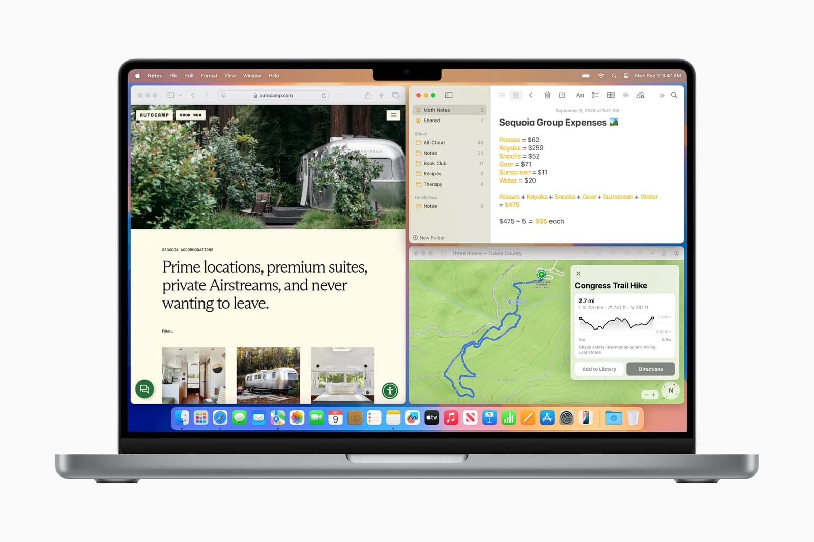 Размещение окон в macOS Sequoia — иллюстрация Apple