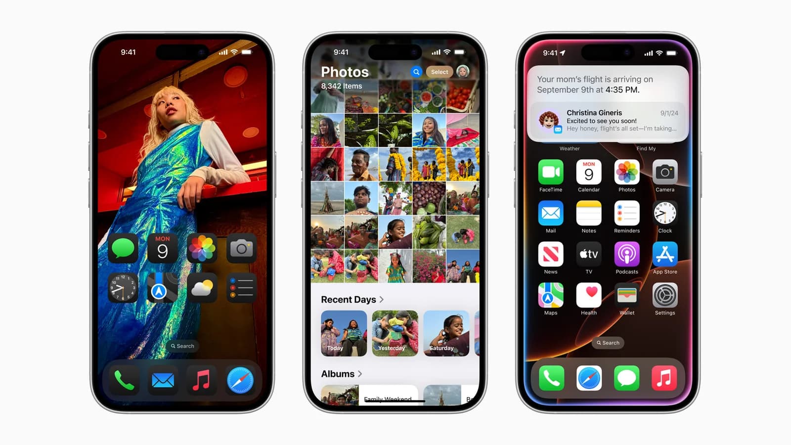Возможности iOS 18 — официальная иллюстрация Apple к выпуску 2024 года