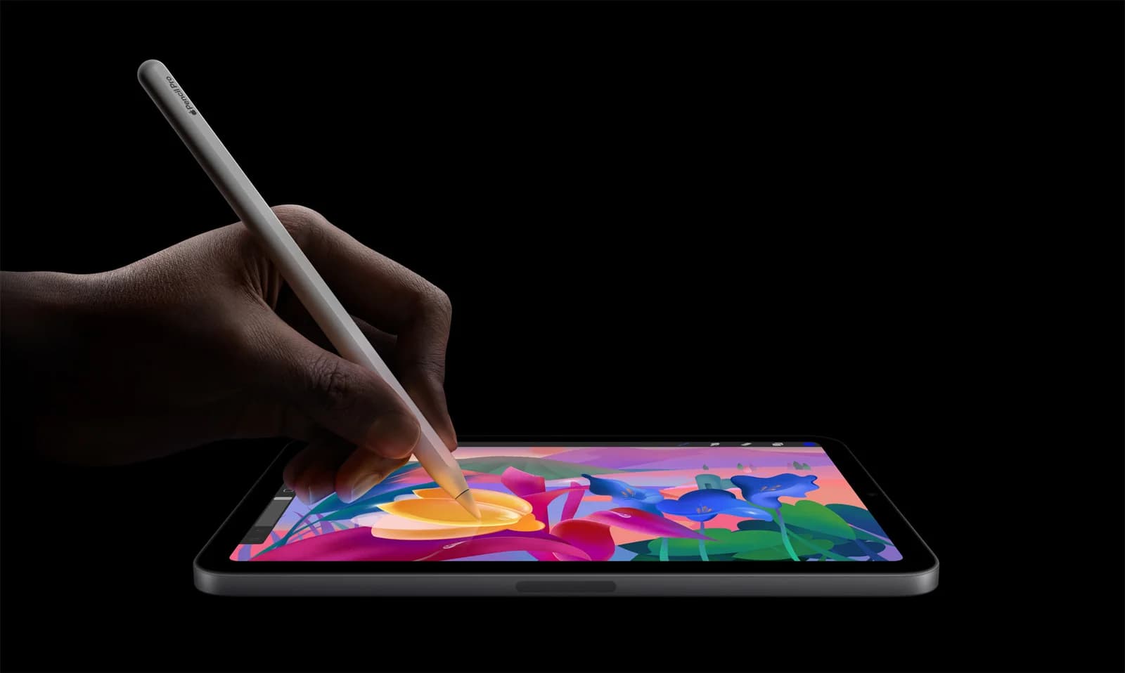Работа Apple Pencil Pro на iPad mini A17 Pro — иллюстрация Apple