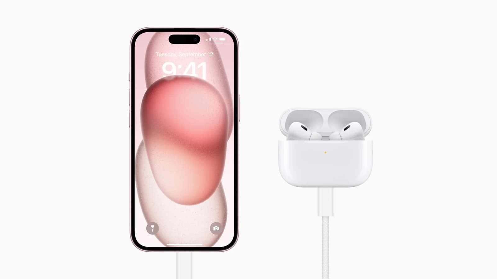 Зарядка AirPods Pro 2 от iPhone 15 Pro — изображение Apple