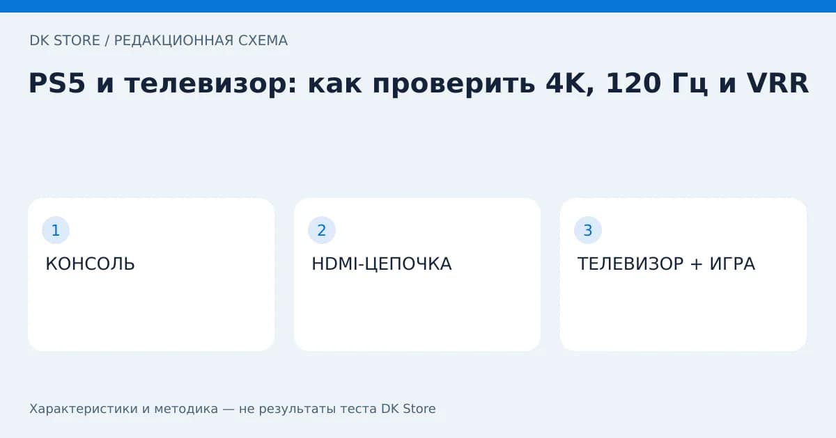 Схема проверки: КОНСОЛЬ → HDMI-ЦЕПОЧКА → ТЕЛЕВИЗОР + ИГРА