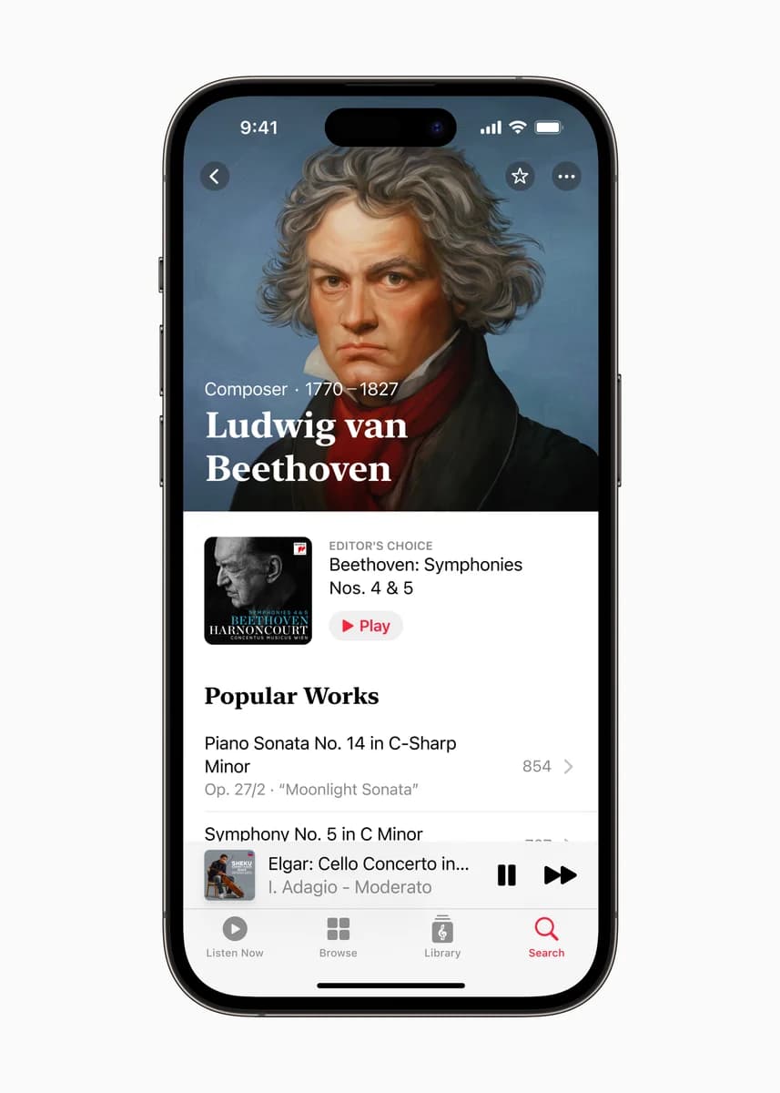 Поиск произведений в Music Classical — изображение Apple