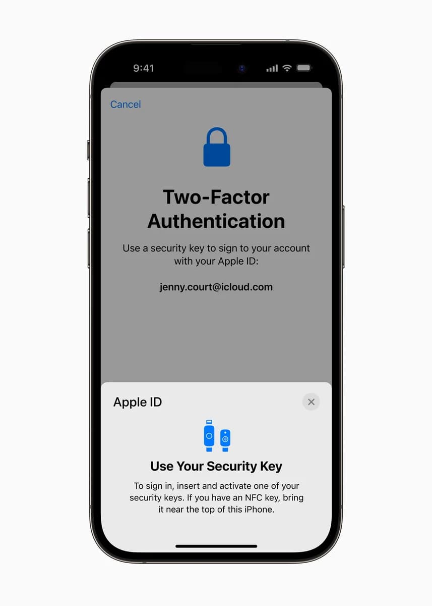 Физические ключи безопасности для Apple ID — официальная иллюстрация Apple