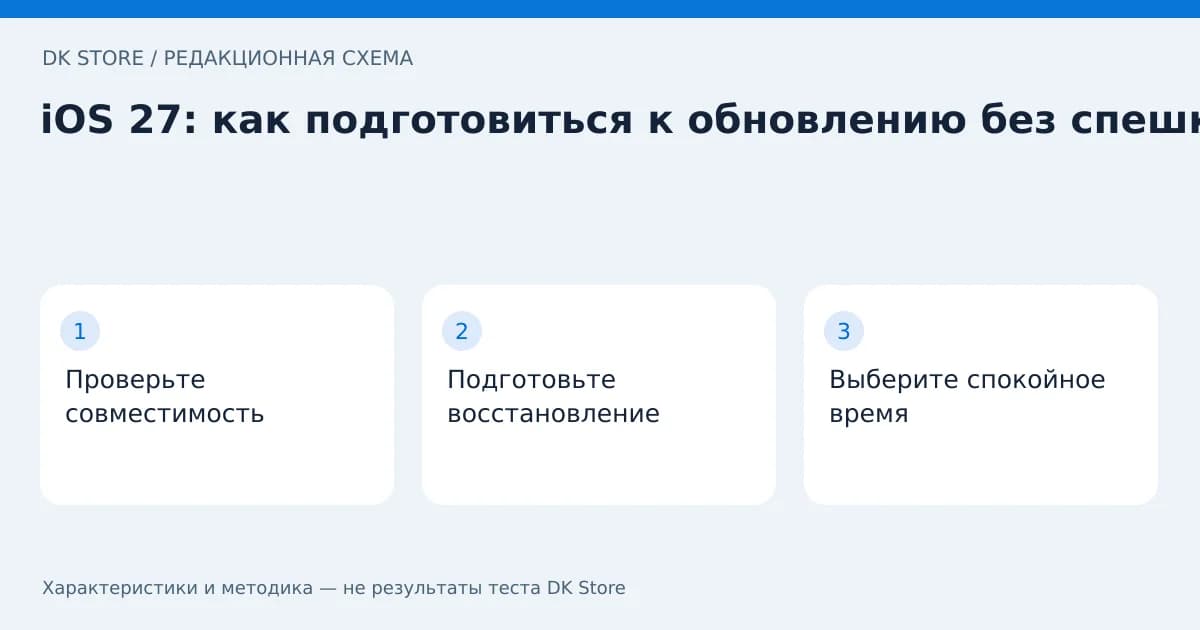 Схема проверки: Проверьте совместимость → Подготовьте восстановление → Выберите спокойное время