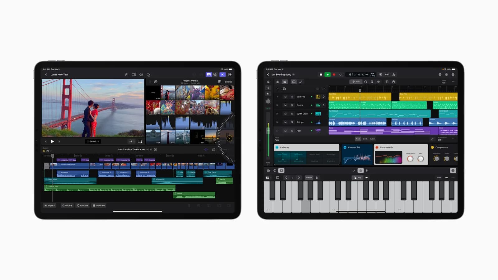 Final Cut Pro и Logic Pro на iPad — официальное изображение Apple 2023 года