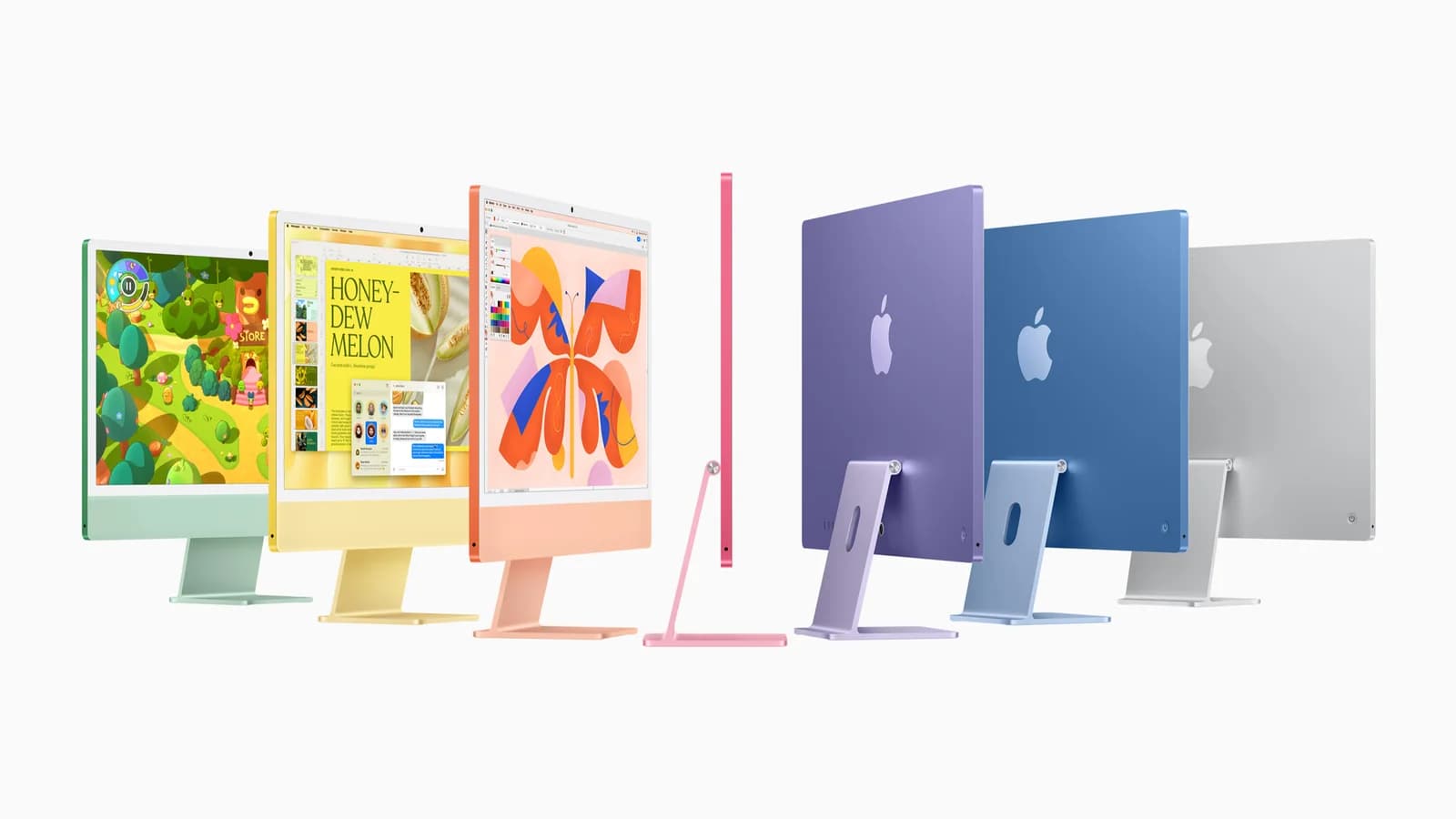 iMac M4 в цветах поколения 2024 года — официальное изображение Apple
