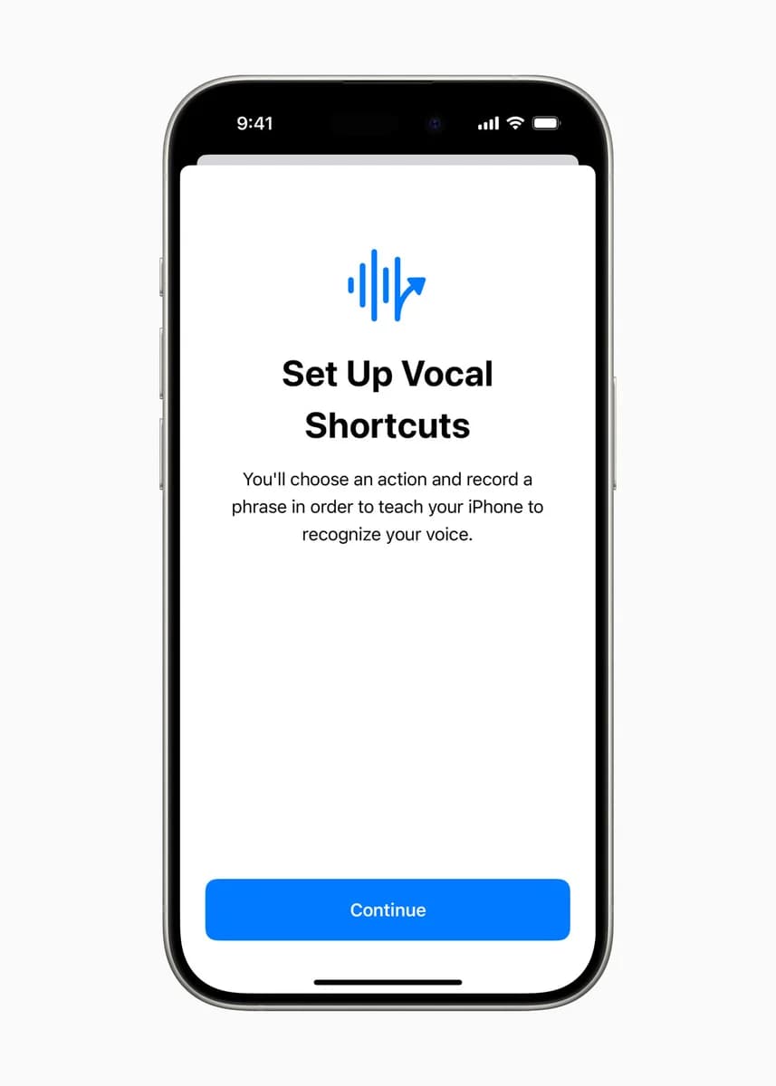 Настройка Vocal Shortcuts — изображение Apple к анонсу 2024 года