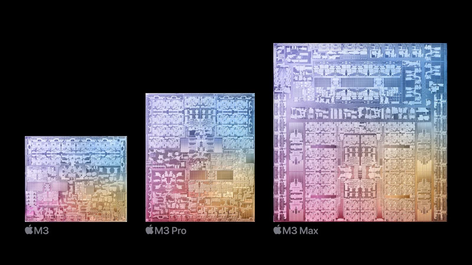 Архитектура чипов семейства M3 — иллюстрация Apple 2023 года