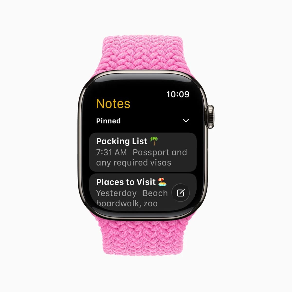 Приложение Notes на Apple Watch в watchOS 26 — изображение Apple