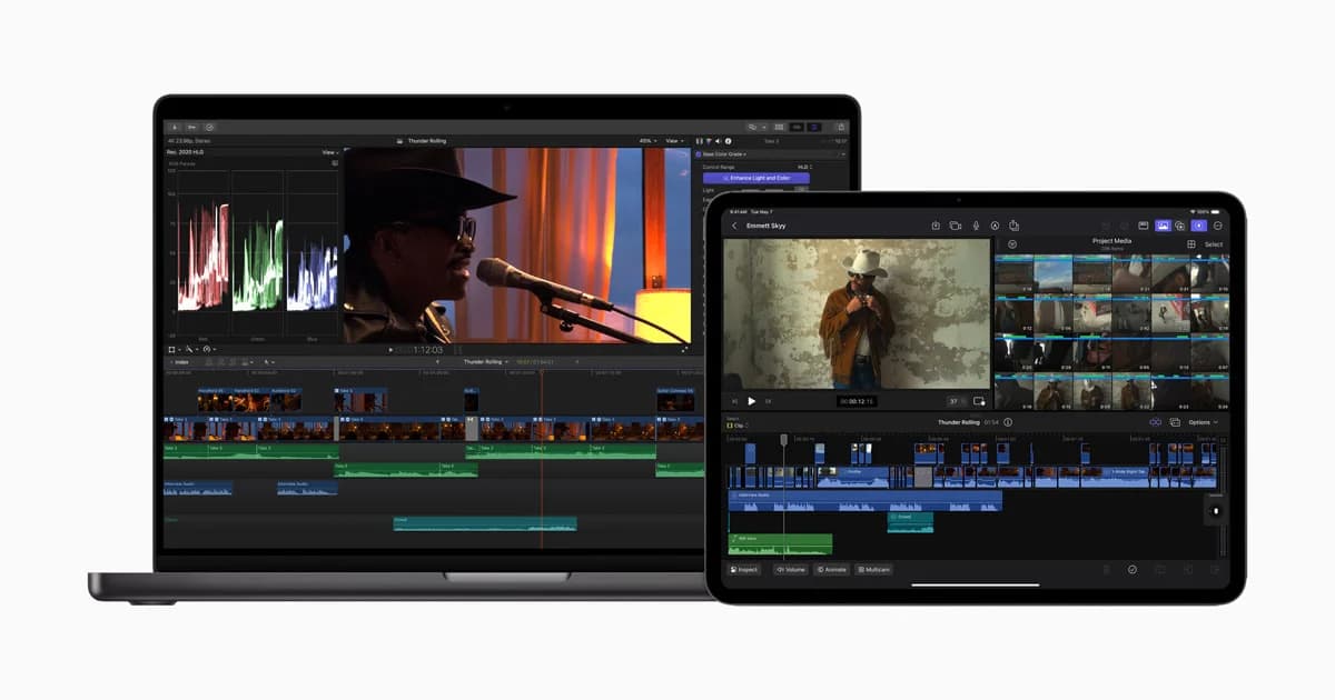 Final Cut Pro на Mac и iPad в анонсе 2024 года — изображение Apple