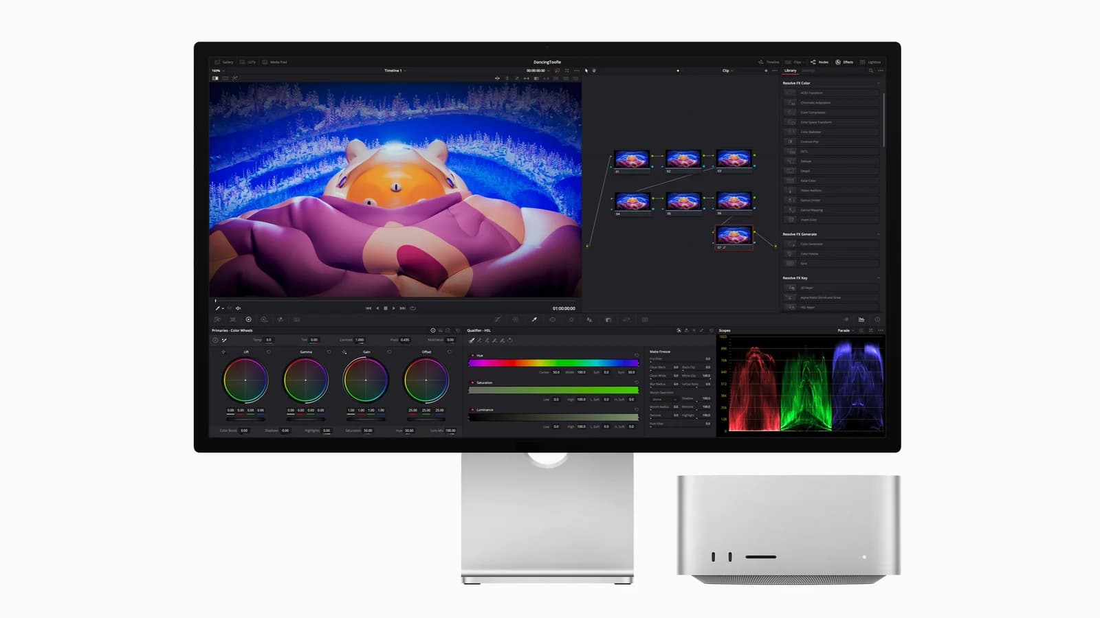 DaVinci Resolve на рабочем месте Mac Studio M2 — изображение Apple
