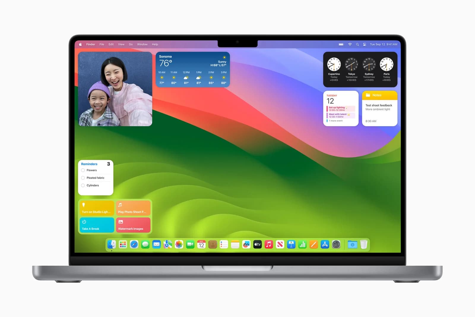 Виджеты на рабочем столе macOS Sonoma — официальное изображение Apple