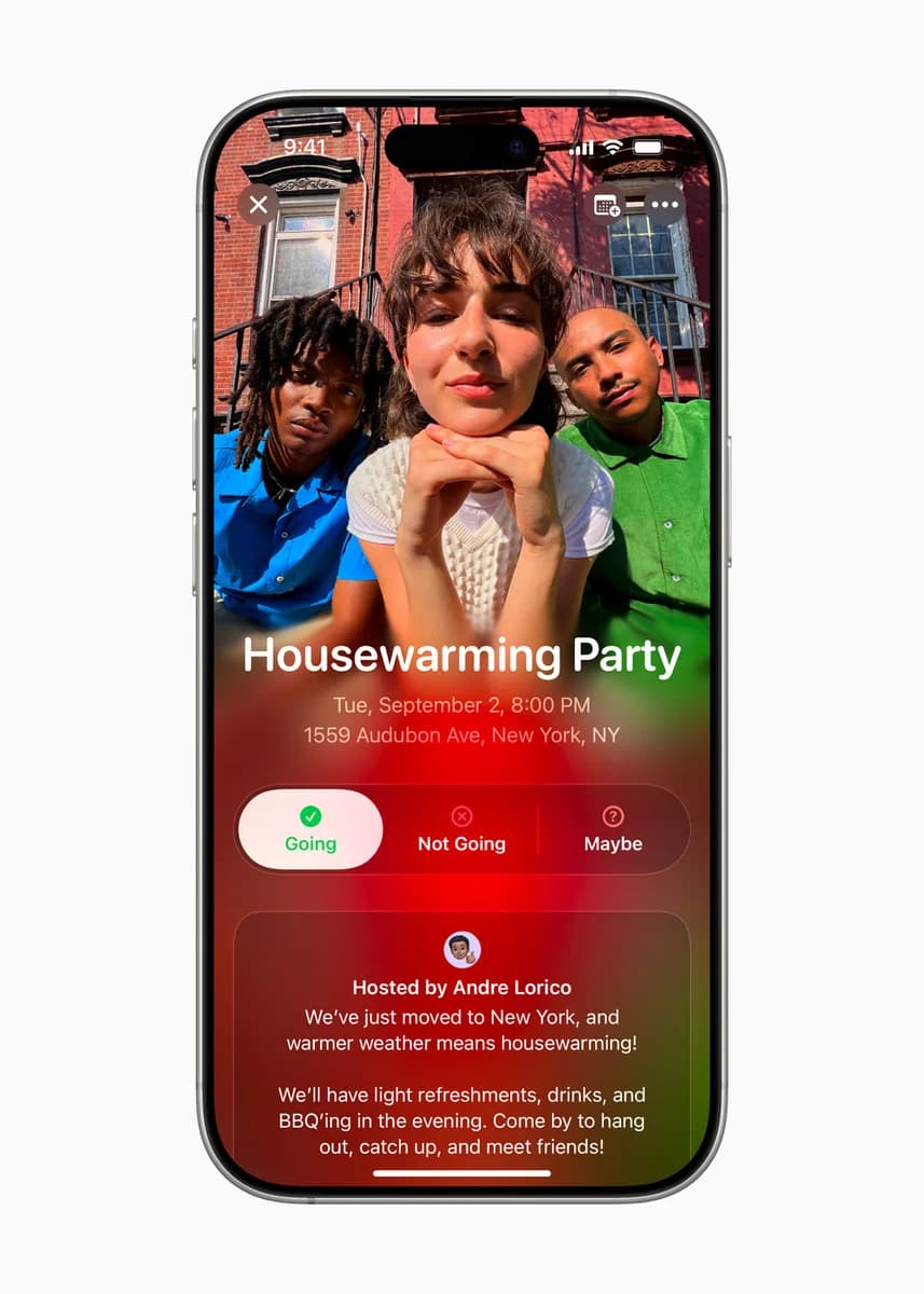 Карточка события в Apple Invites — иллюстрация Apple