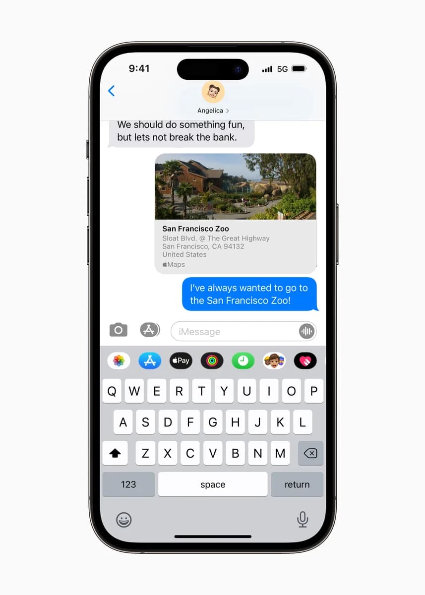 Карточка зоопарка в Messages — пример Apple к анонсу Business Connect
