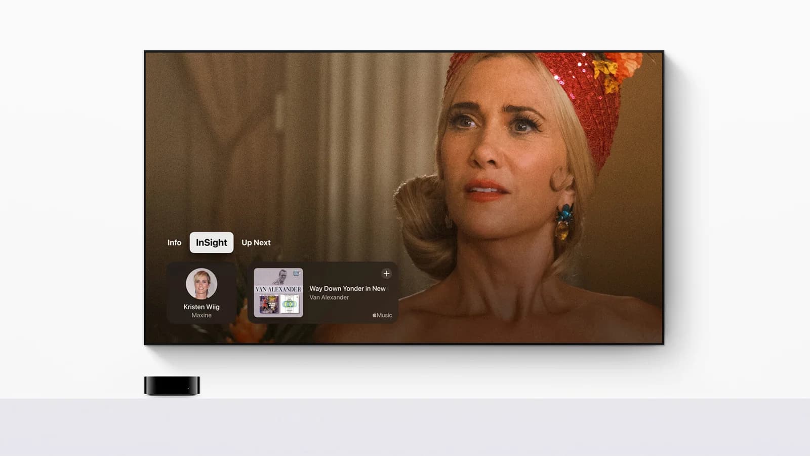InSight со сведениями о музыке в tvOS 18 — изображение Apple 2024 года