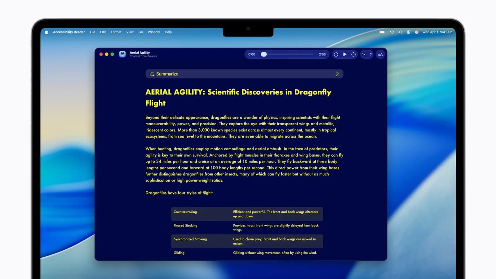 Accessibility Reader на Mac — изображение Apple к анонсу 2026 года