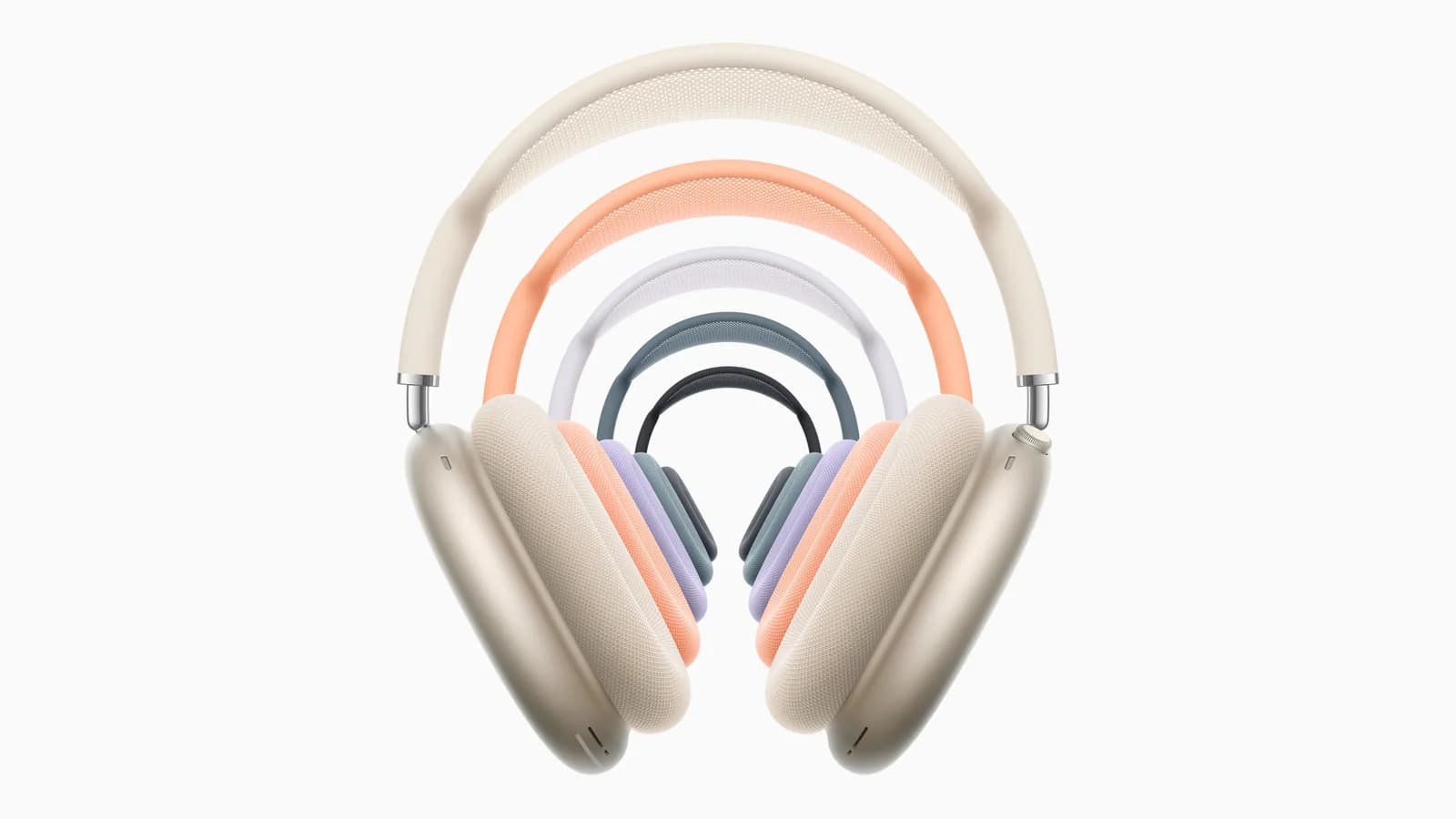 AirPods Max с USB-C в пяти цветах — изображение Apple 2025 года