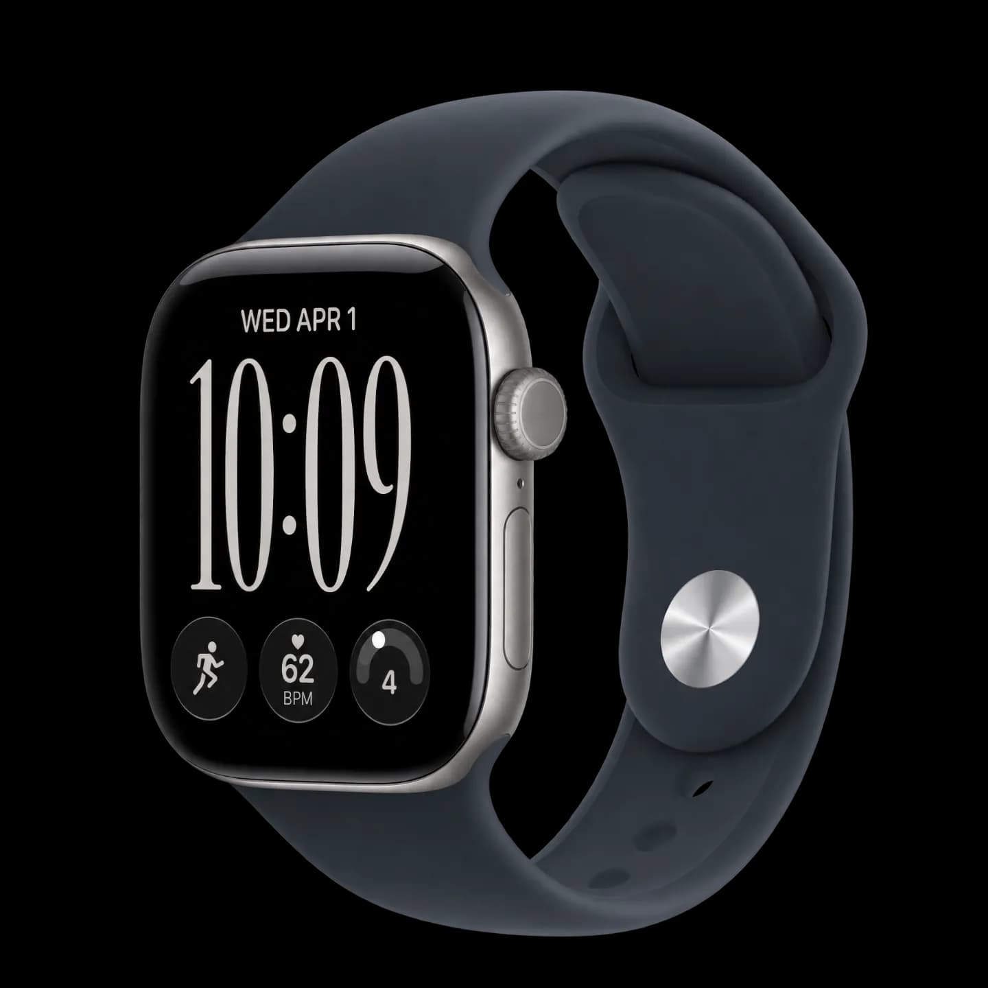 Apple Watch Series 12 42mm Серый космос Navy Blue Sport Band